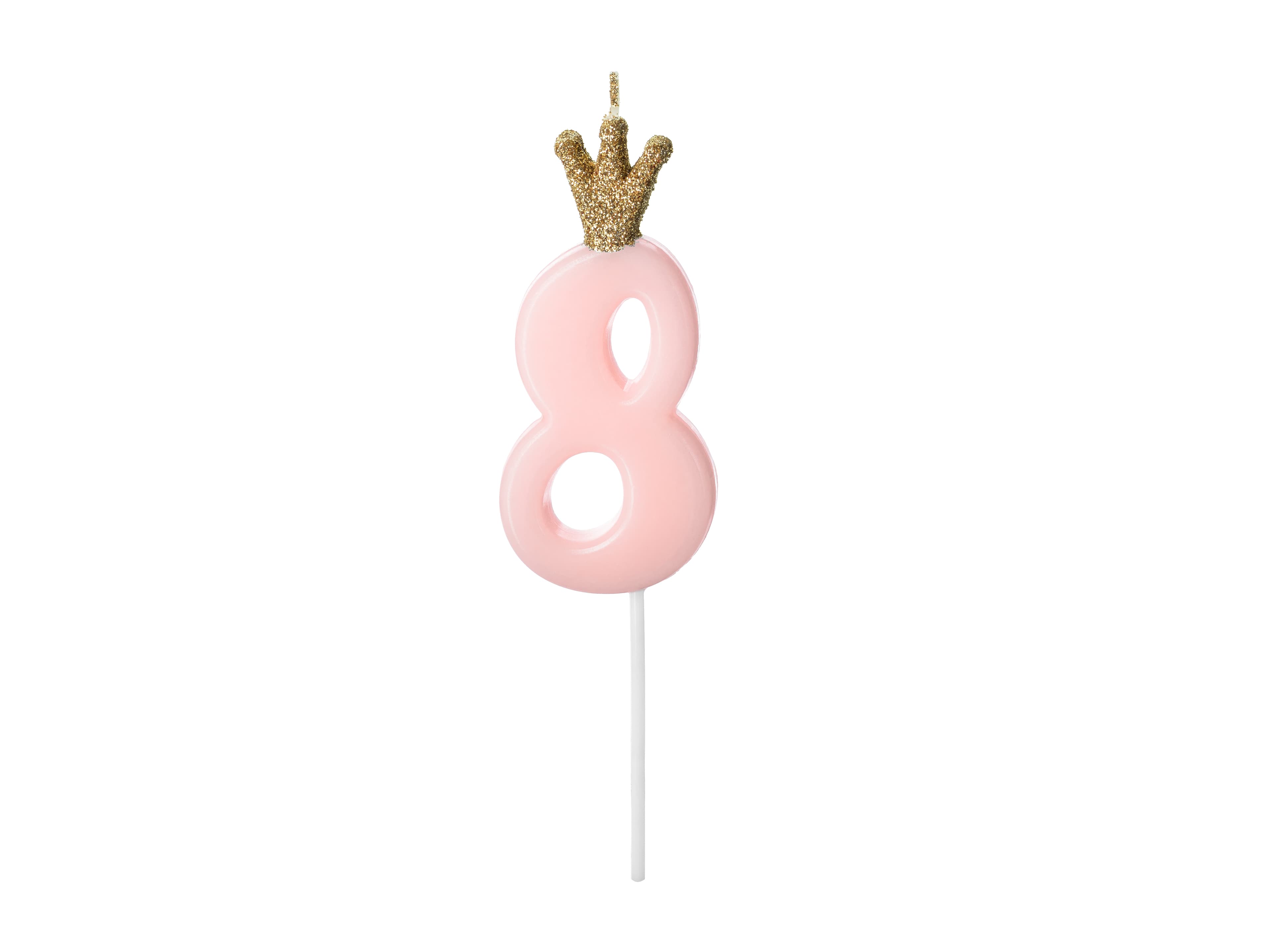 Bougie chiffre avec couronne dorée pailletée 8