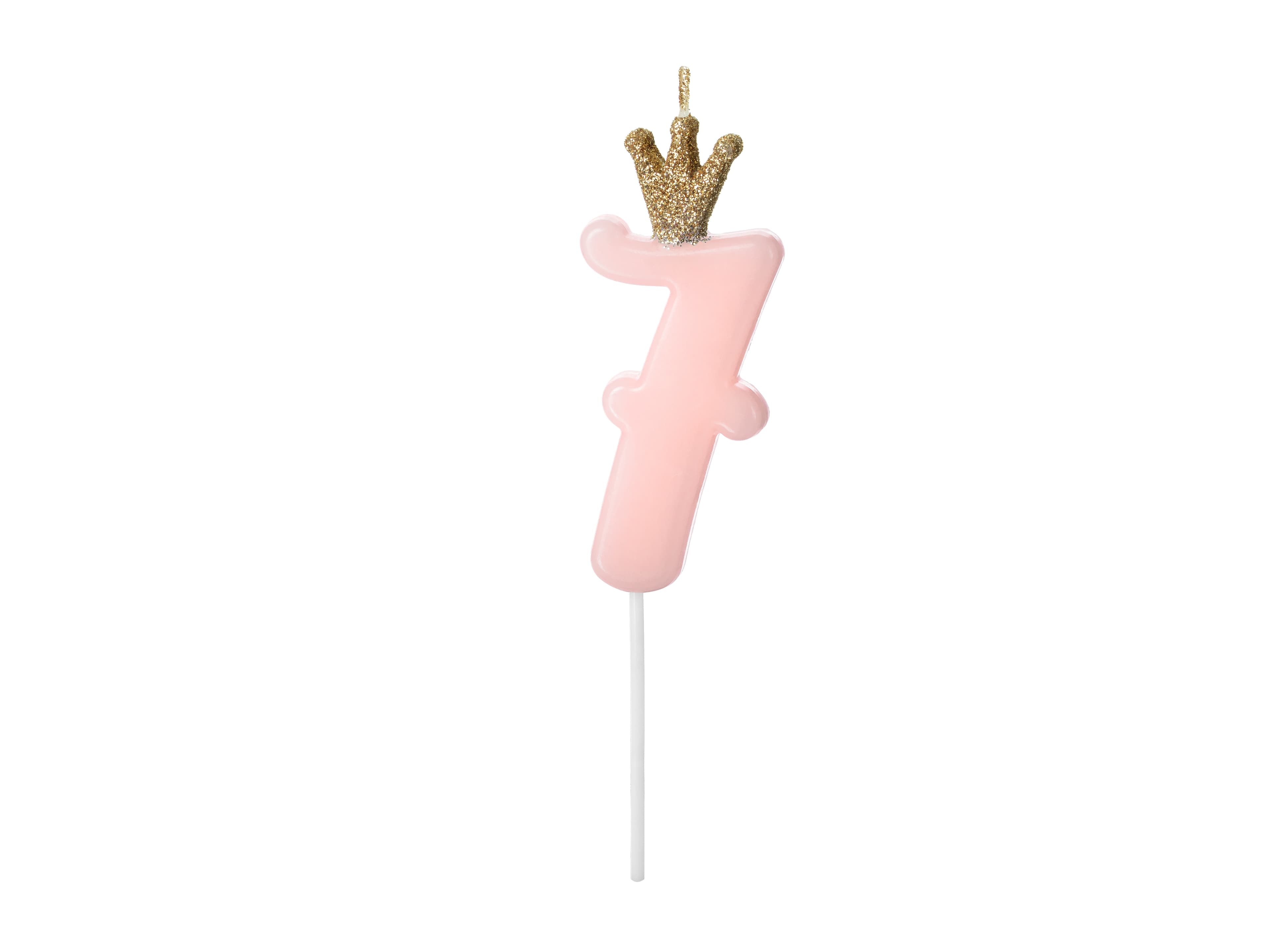 Bougie chiffre avec couronne dorée pailletée 7