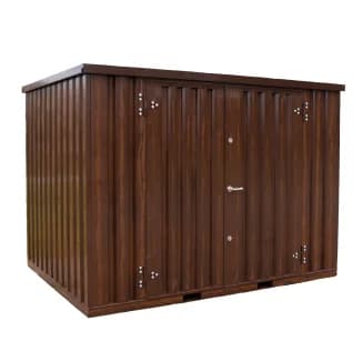 Container Holzimitat 3 x 2 m – mit Doppeltür lange Seite