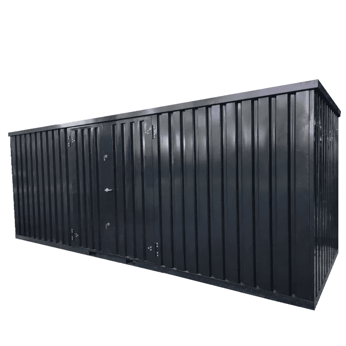 Zerlegbarer Container Schwarz 6 x 2 m – mit Doppeltür auf der 6-Meter-Seite