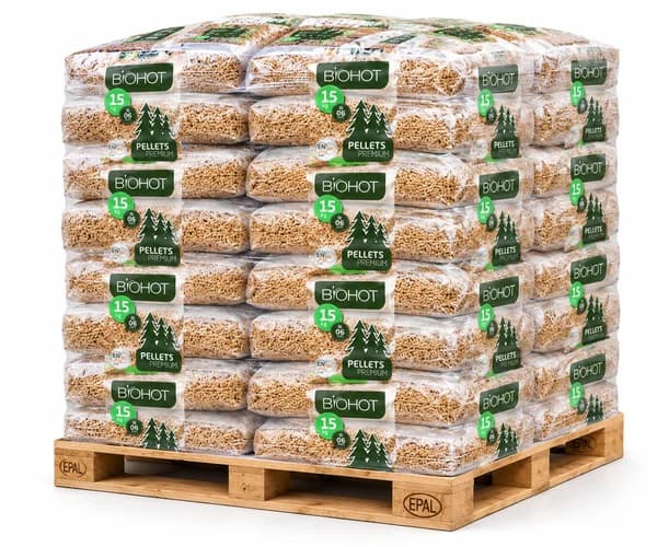 Biohot Pellets — Palete de Granulados de Madeira (77 sacos) de 15kg