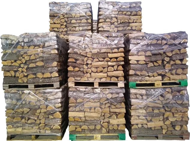 Lenha seca em forno – Carvalho e Faia – Torneiras de 33 cm, palete de 2,5 estéreos (1,75 m³)