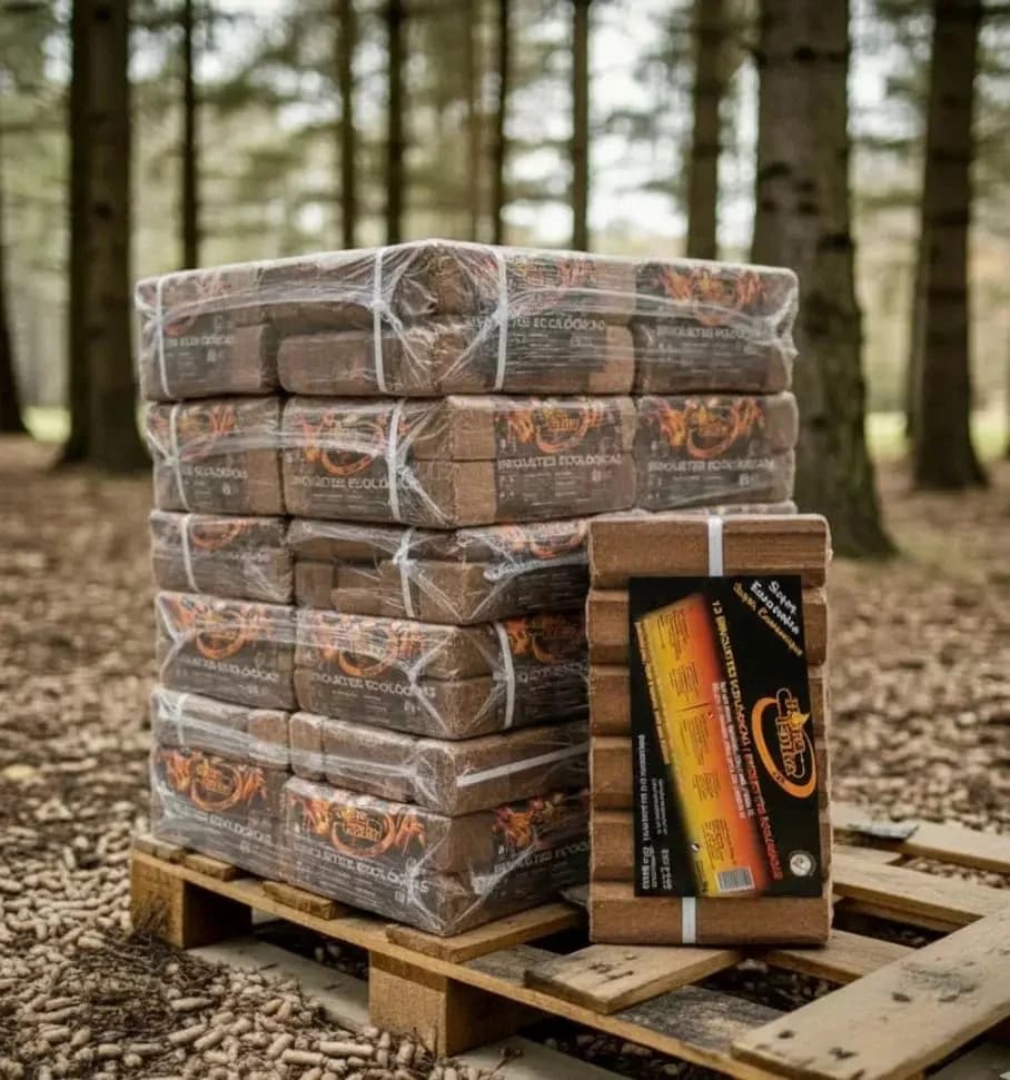 Briquetes de Madeira Premium 864kg - Palete 96 Packs NovaLenha - Combustível Ecológico Portugal
