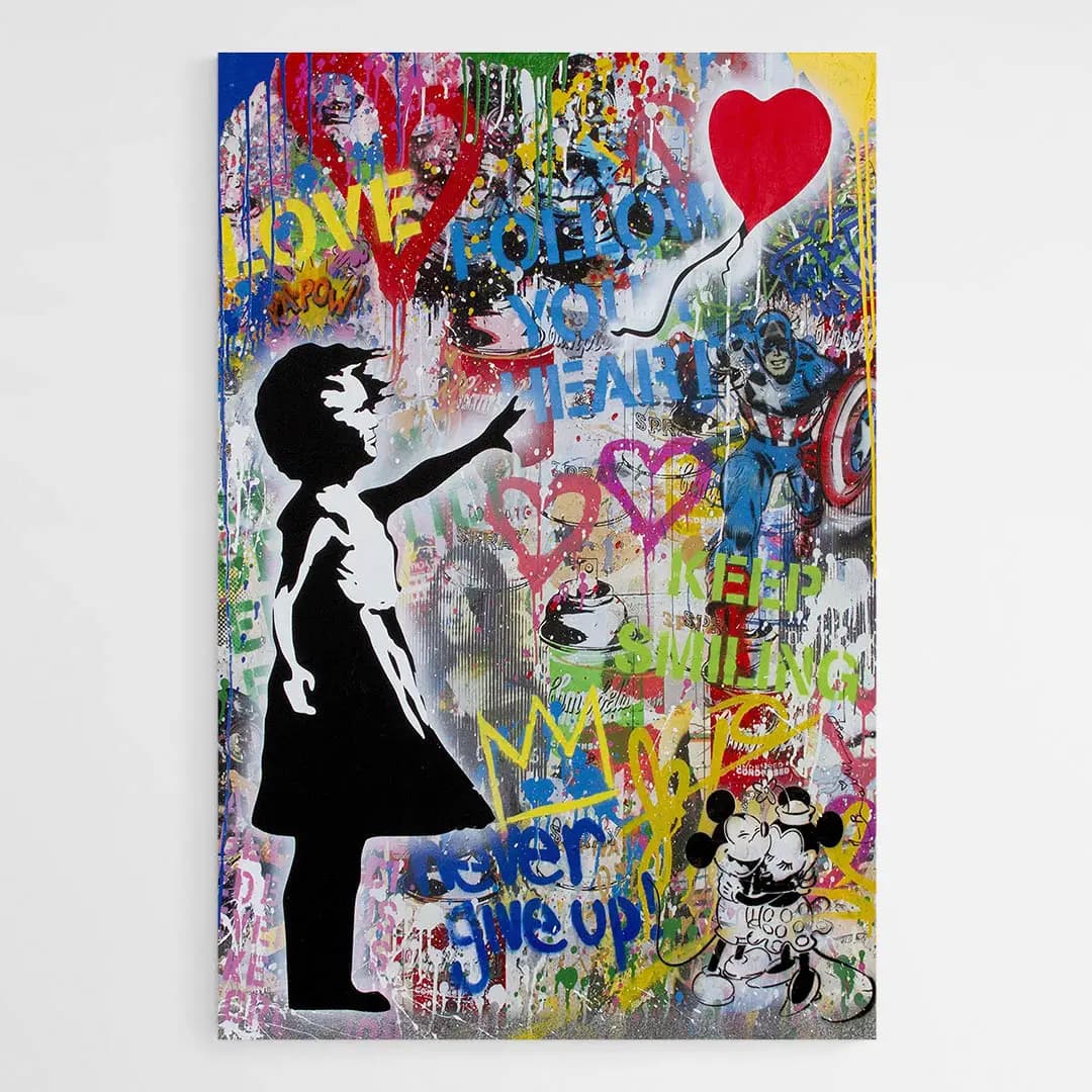 Tableau Banksy petite fille au ballon Tableau sur aluminium 80x120