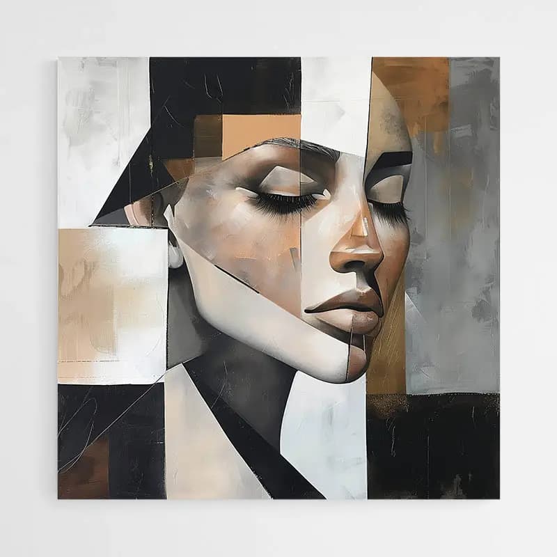 Tableau abstrait portrait femme Tableau monté sur châssis 80x80
