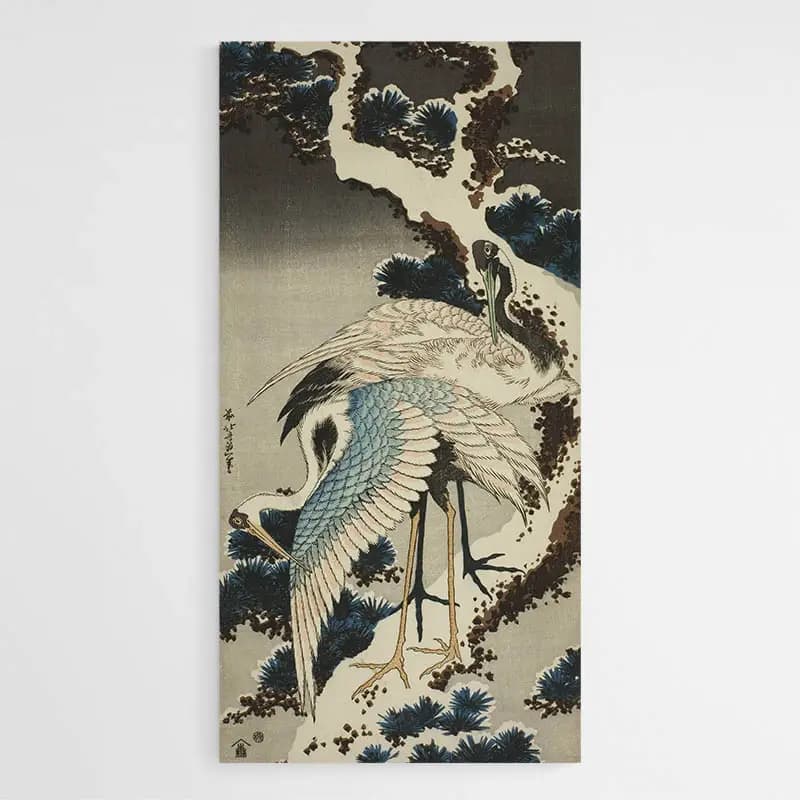 Les Grues - Hokusai Tableau monté sur châssis 40x80
