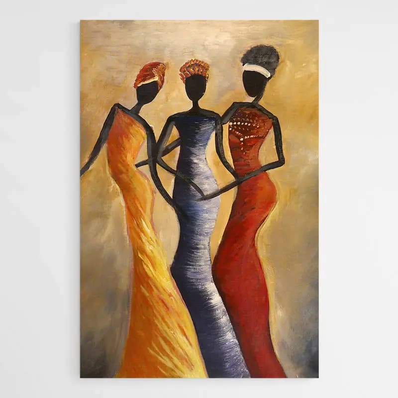 Tableau 3 femmes Africaines Tableau monté sur châssis 60x90