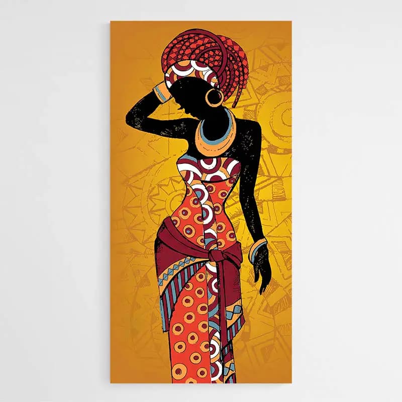 Tableau Africain Orange Tableau monté sur châssis 60x120