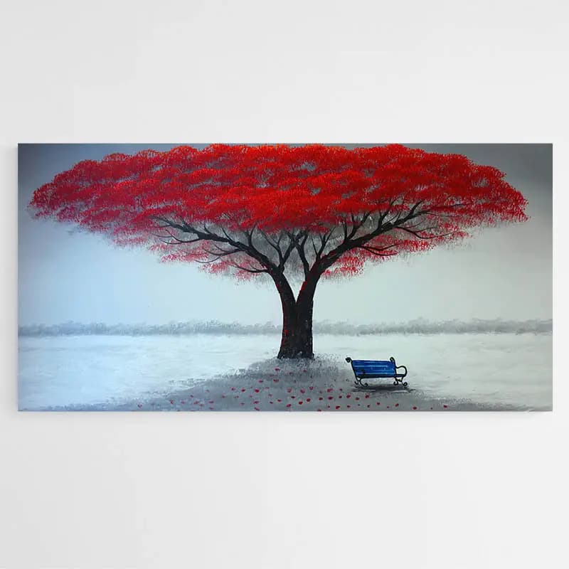 Tableau Arbre Rouge Tableau monté sur châssis 40x80