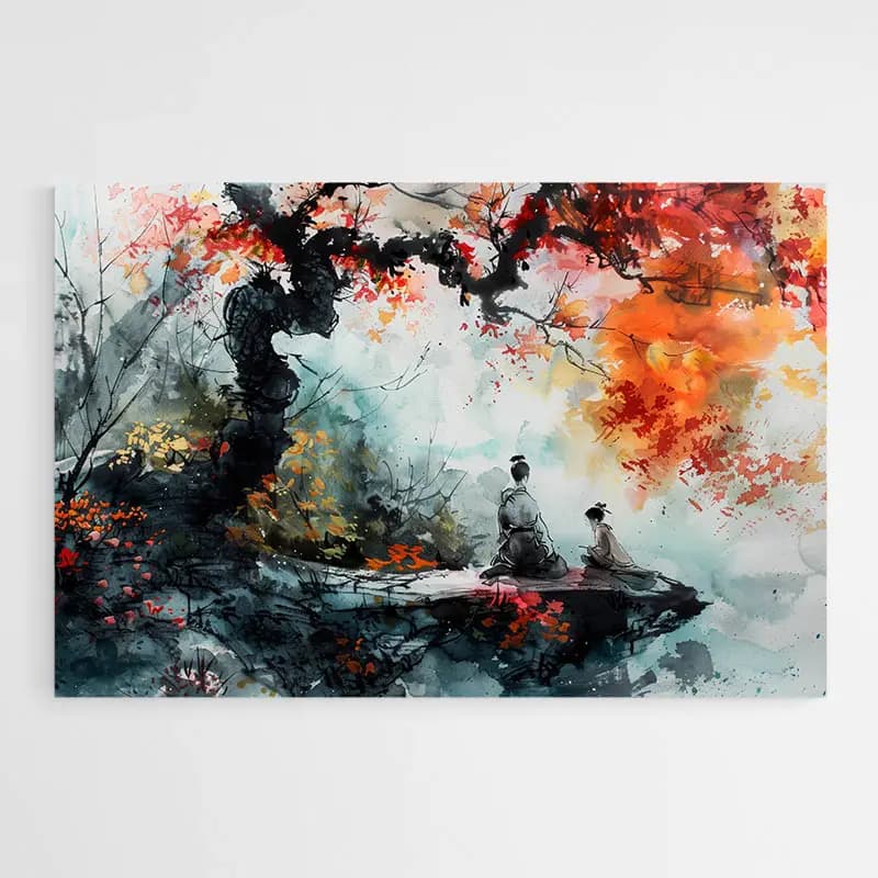 Tableau Encre de Chine et Aquarelle Tableau monté sur châssis 60x90
