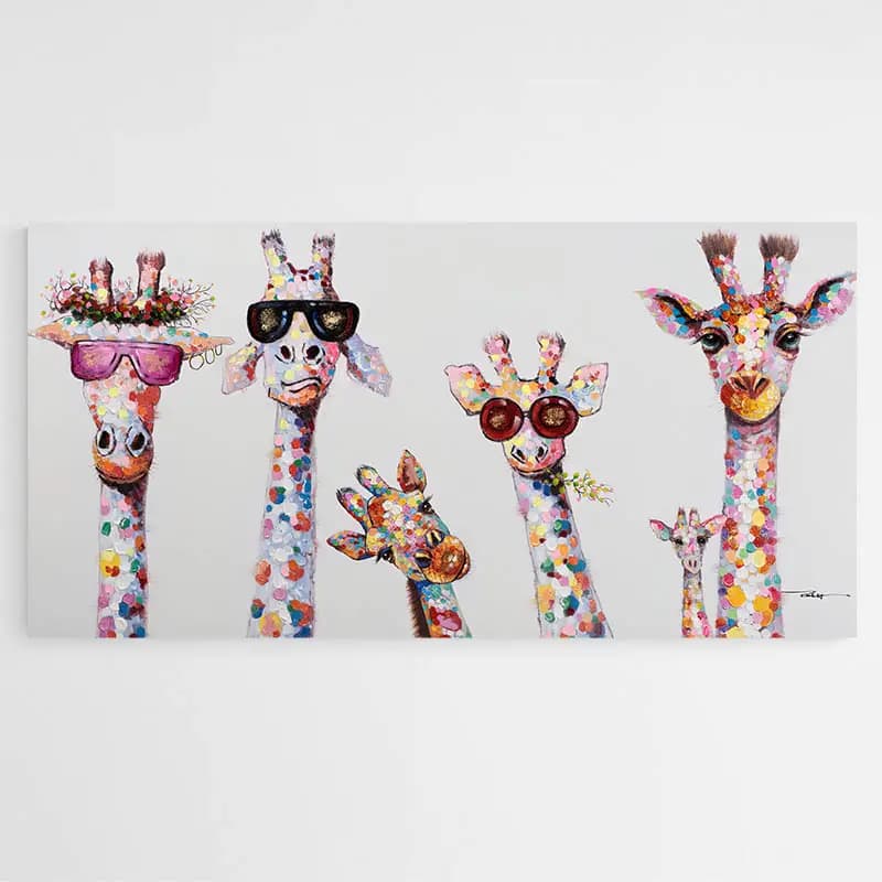 Tableau Girafes Lunettes Tableau monté sur châssis 60x120