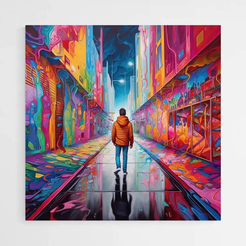 Tableau Multicolore Street Art Tableau monté sur châssis 80x80