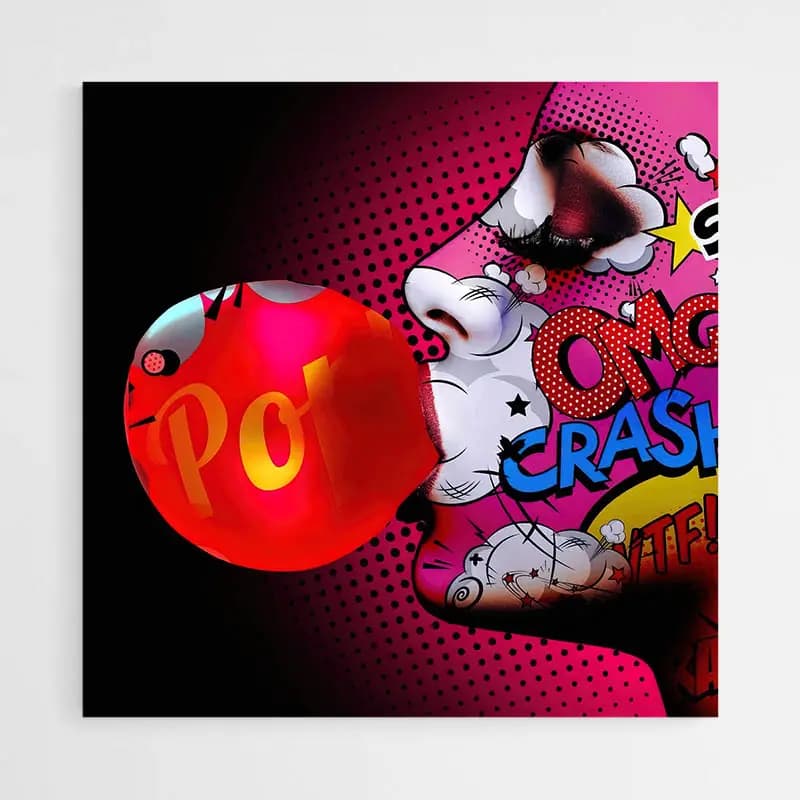 Tableau Pop Art Chewing Gum Tableau monté sur châssis 80x80