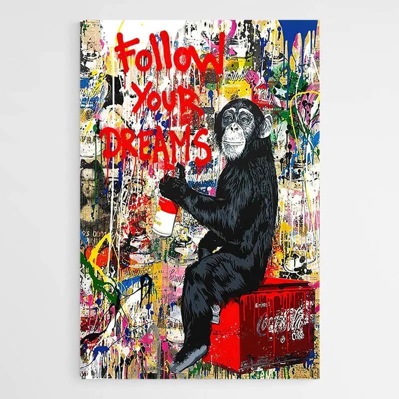 Tableau Singe Graffiti Tableau sur aluminium 80x120