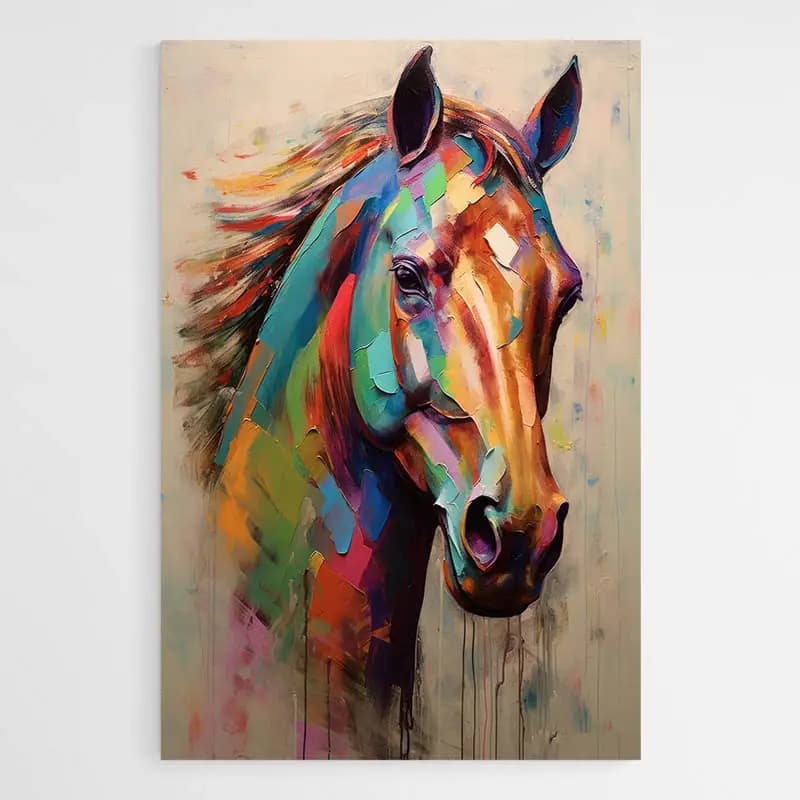 Tableau tête de Cheval Tableau avec cadre flottant 80x120