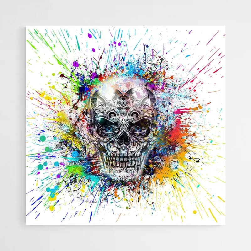 Tableau Pop Art Tête de Mort Tableau monté sur châssis 80x80