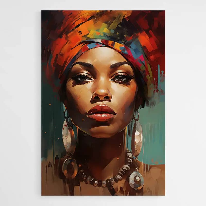 Tableau Visage Femme Africaine Tableau monté sur châssis 60x90