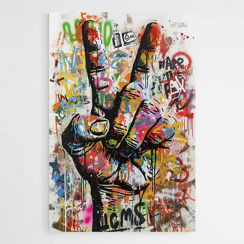 Tableau Street Art Peace Tableau monté sur châssis 60x90