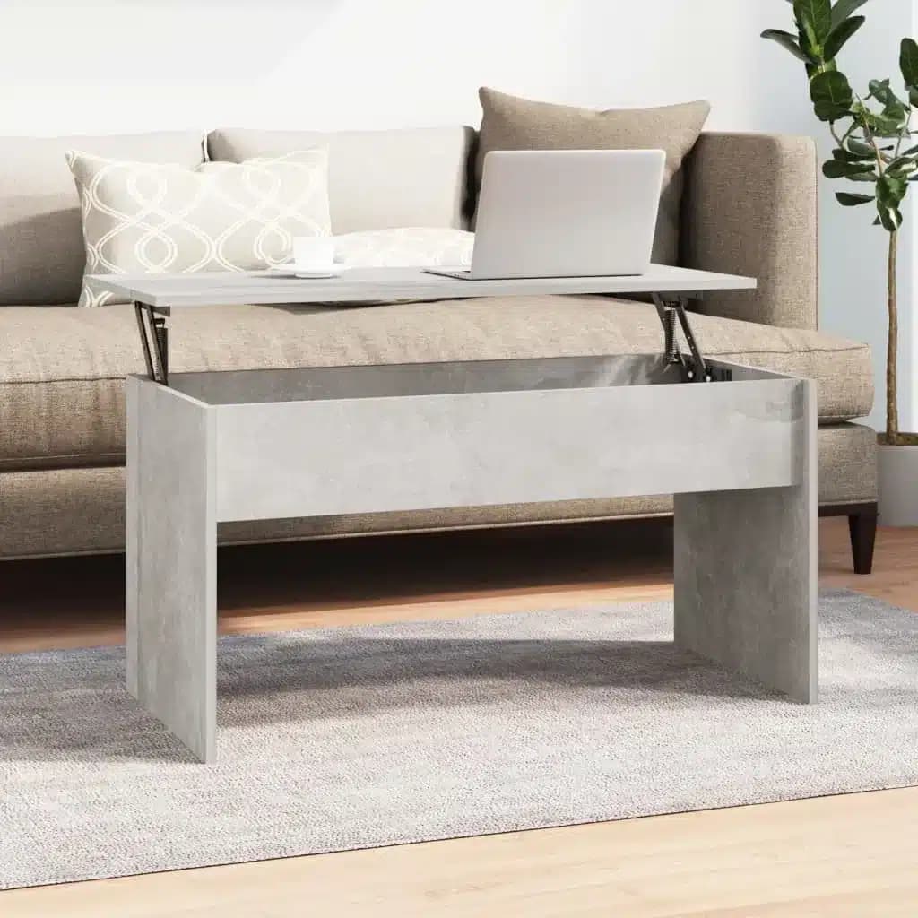 Table Basse Relevable en Bois Gris