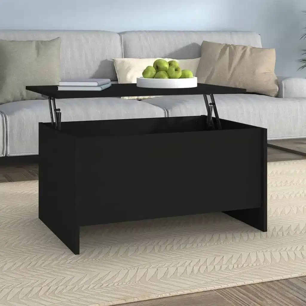 Table Basse Relevable en Bois Noir
