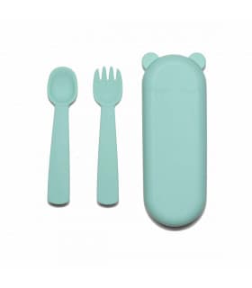 Couverts et Pochette en Silicone pour Bébé - Minty Green