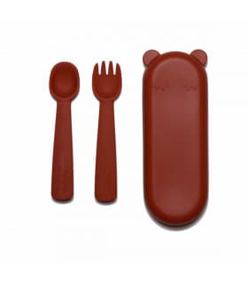 Couverts et Pochette en Silicone pour Bébé  - Rust