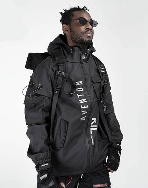 Black Techwear Jacket - L