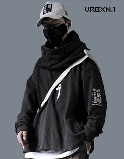 Black Techwear Hoodie - L