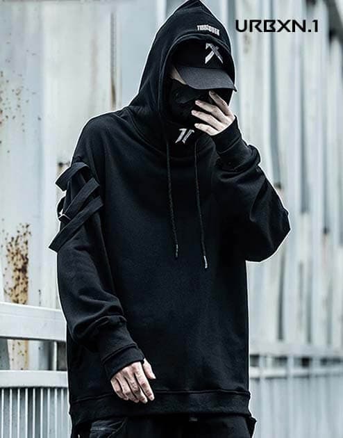 Techwear Hoodie with Straps - L
