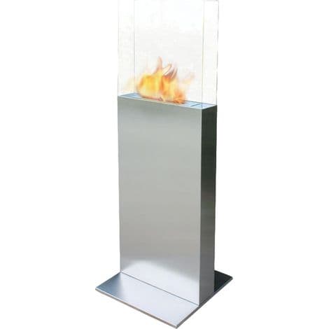 Bodenstehender Ethanol-Kamin, rechteckiges Turmdesign aus Stahl und...