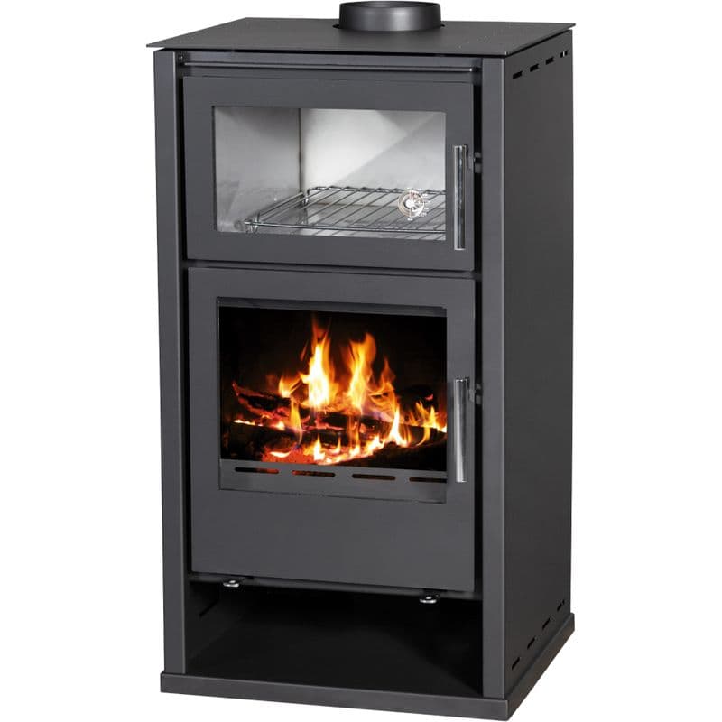 Holzofen Regina F mit Backfach aus Edelstahl – 8,65 kW – Elegantes...