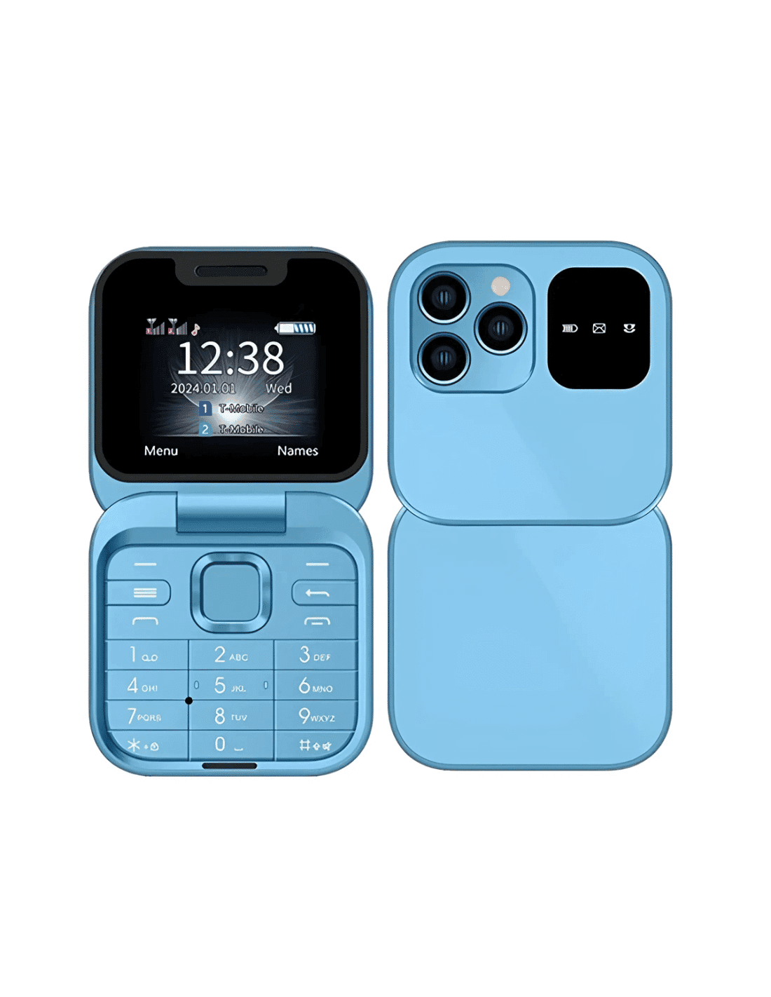 Telefono Tascabile Pieghevole PRO Doppia SIM Fotocamera Bluetooth MP4 - Blu