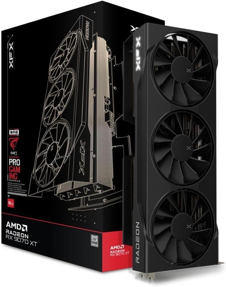 XFX Speedster SWFT AMD Radeon RX 9070 XT Black Triple Fan | RX-97TSWF3B9 | 16GB GDDR6 | RDNA 4 | 1440p & 4K Gaming