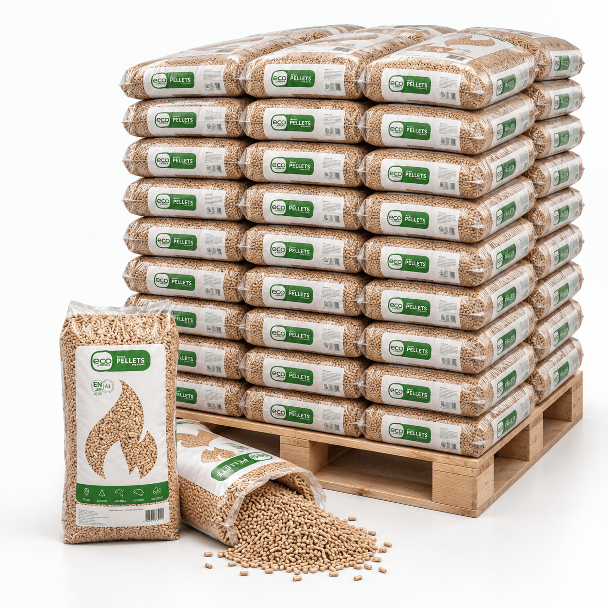 American Premium Holzpellets – 65 × 15 kg Palette – 100 % Nadelholz, ENplus A1