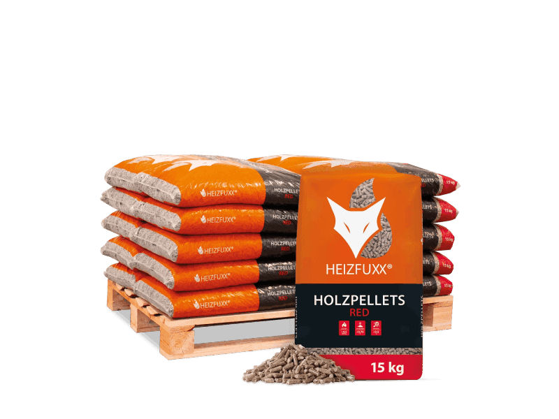 Heizfuxx Red ENplus A1 Holzpellets Hartholz 15kg x 20 Sack 300kg Palette