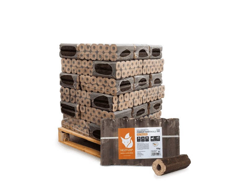 Heizfuxx PiniKay Octagon Holzbriketts Hartholz 10kg x 30 Gebinde 300kg Palette