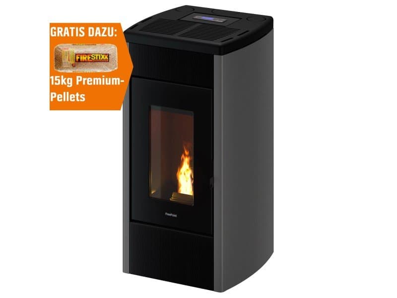 Freepoint Pelletofen Duke Stahl Silberfarben 14 kW mit Automatik