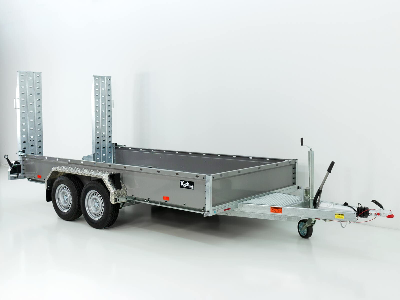 Vezeko Baumaschinenanhänger BA 190×390 cm 3,5t | grau | Schwenk-Rampen | SB-Neu