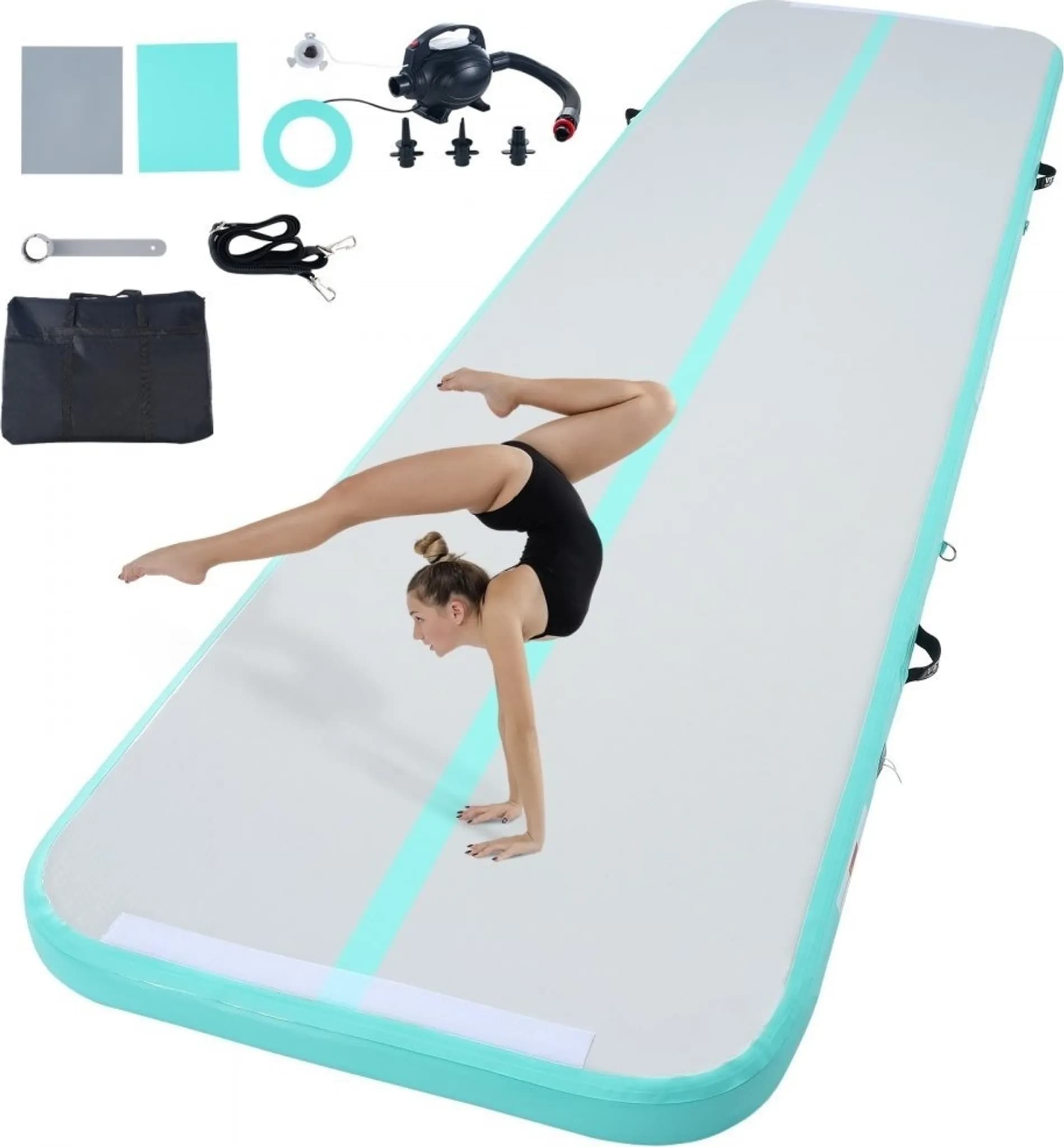 Gymnastik-Luftmatte - 10 cm Dick - Aufblasbare Gymnastikmatte - Tumbling-Matte mit Elektrischer Pumpe - Trainingsmatte für Zuhause/Fitnessstudio/Yoga/