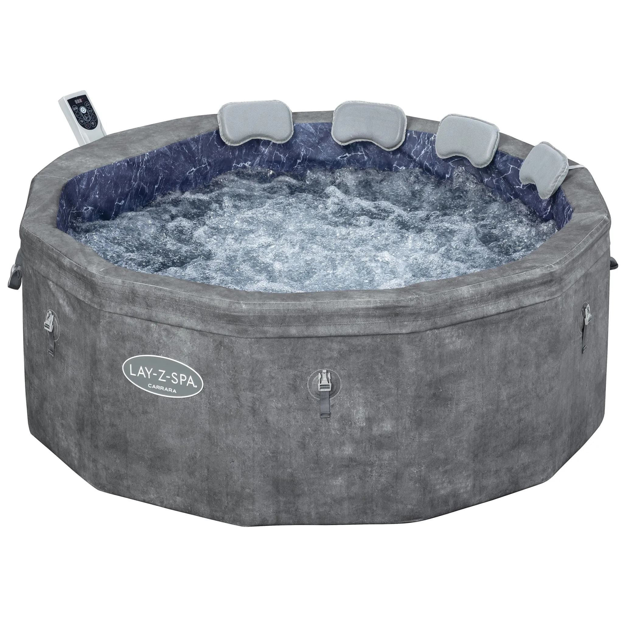 Bestway® LAY-Z-SPA® Energiespar-Whirlpool mitSchaumstoffpaneelen Carrara AirJet™ mit App-Steuerung + integrierter UltraFit™ -Pumpeneinheit, für 6 Pers