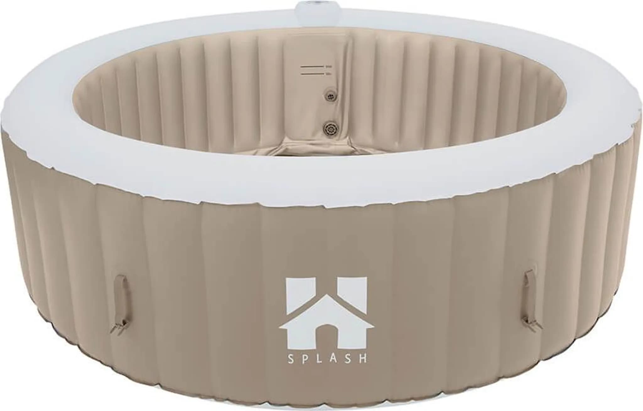 HOME DELUXE - Outdoor Whirlpool - SPLASH + Kissen, Getränkehalter und Sonnendach - Farbe: Beige - ⌀ 208 cm, 130 Luftdüsen - inkl. Abdeckung, Reparatur
