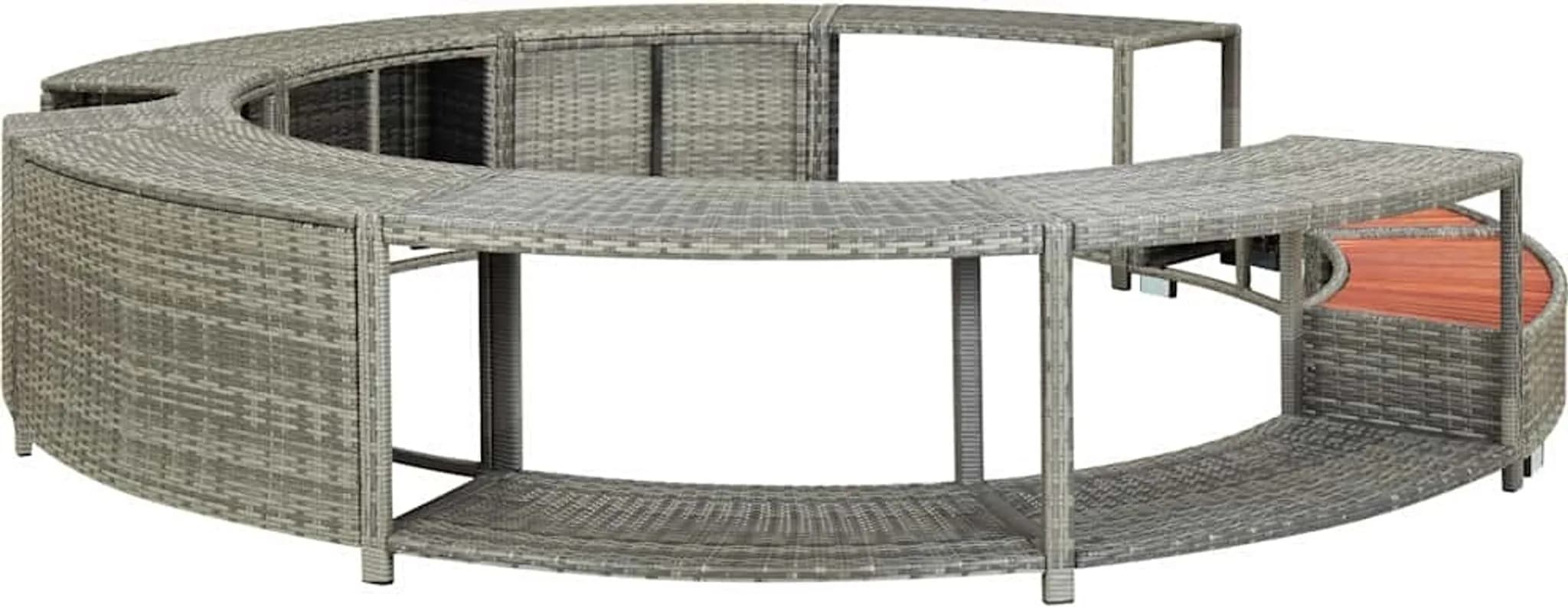 vidaXL Whirlpool-Umrandung Grau Poly Rattan