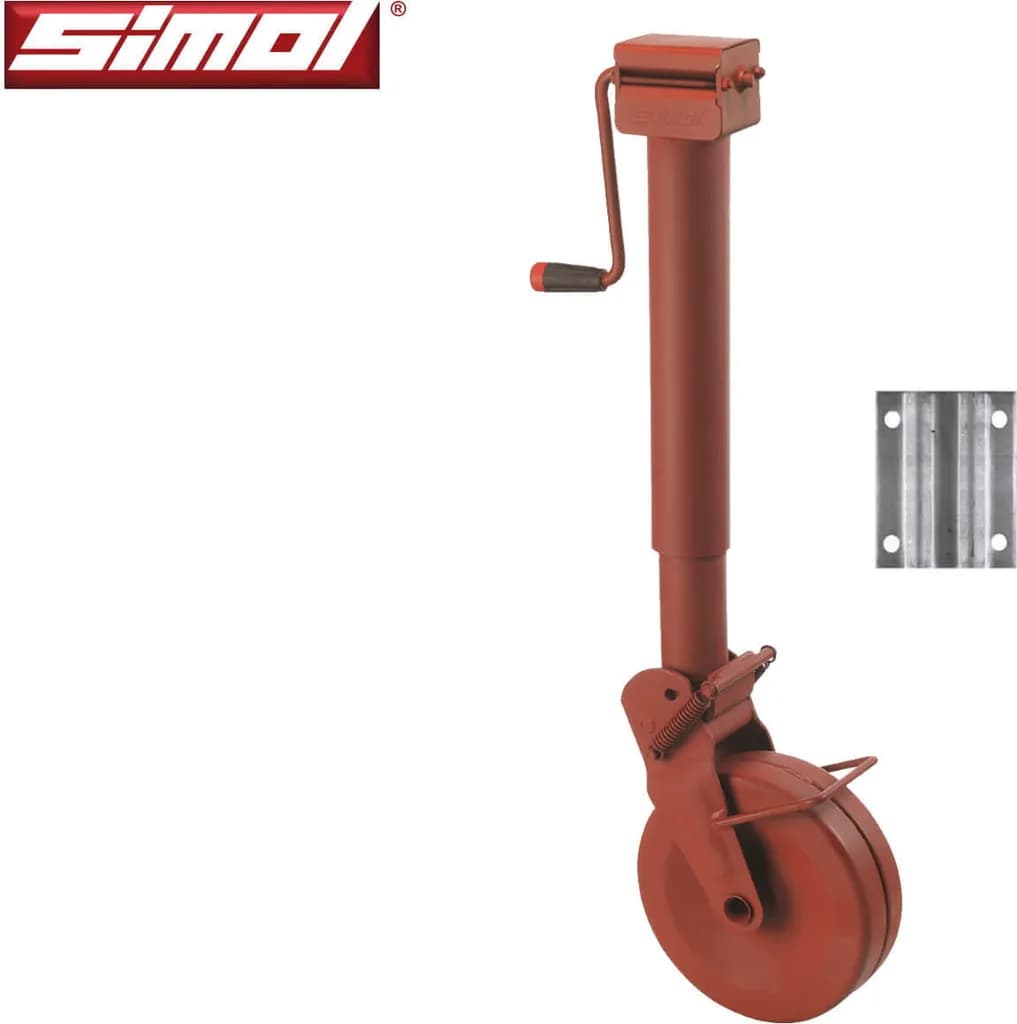Simol Stützrad 2.000 kg halbautomatisch mit Federverriegelung inkl. Montageplatte