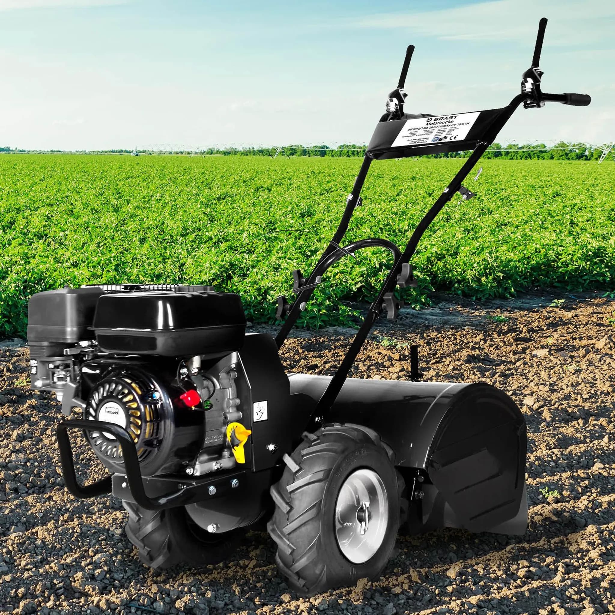 BRAST Motorhacke Gartenfräse Benzin | 5,15kW(7PS) | 50cm Arbeitsbreite | Stahlrahmen Transportrad & kabellos | BRB-AF-7000