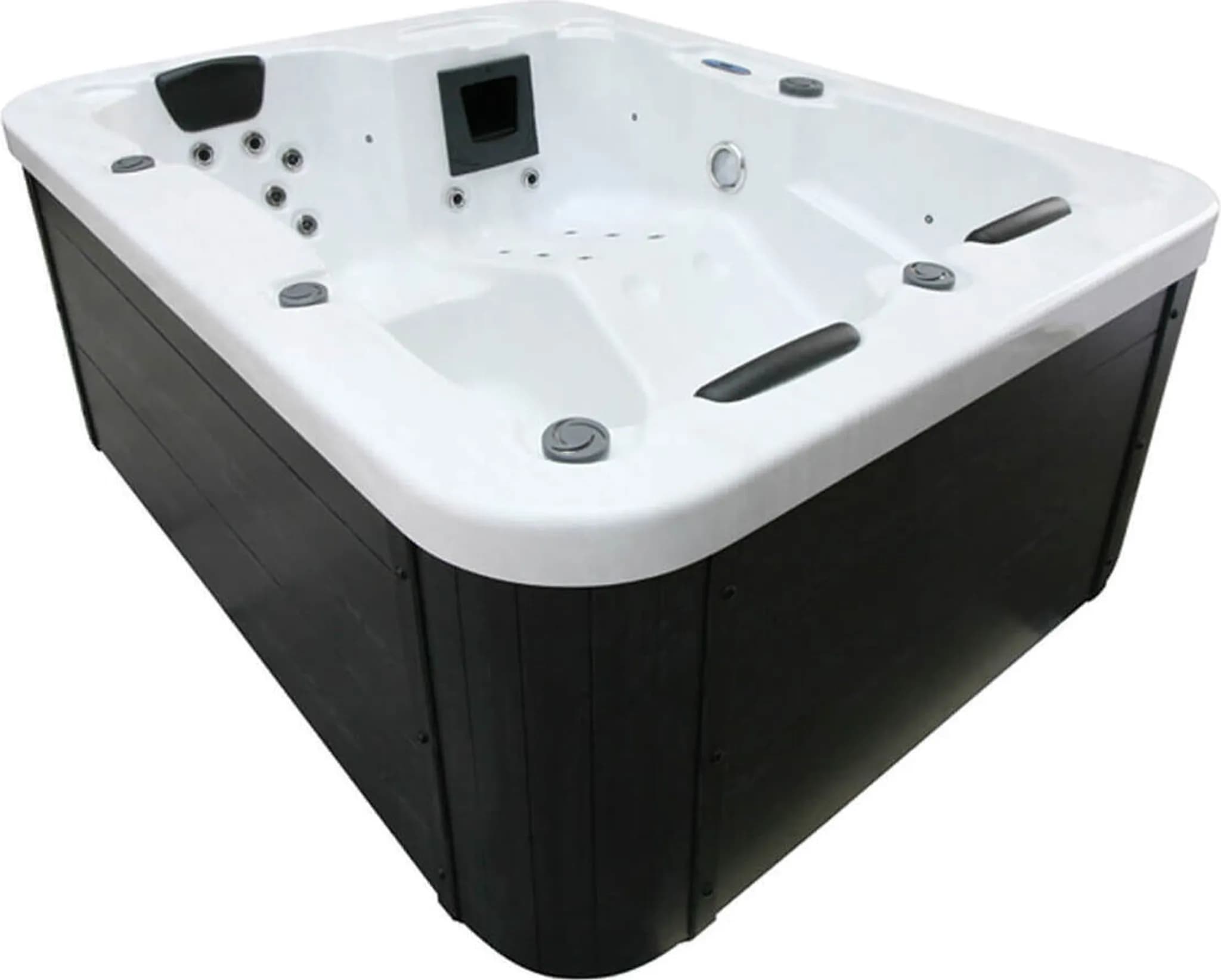 HOME DELUXE - Outdoor Whirlpool - WHITE MARBLE PURE - Maße: 210 x 160 x 85 cm - Inkl. Heizung, 27 Massagedüsen und 9 Lichtquellen I Außen Whirlpool Sp