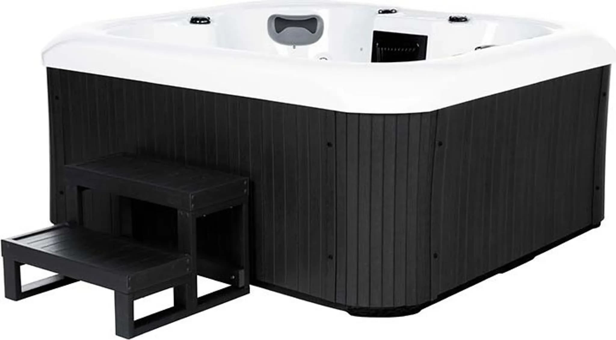 HOME DELUXE - Outdoor Whirlpool - SEA STAR PLUS Treppe und Thermoabdeckung - Maße 180 x 160 x 79 cm - Inkl. Heizung, 19 Massagedüsen und 15 Lichtquell