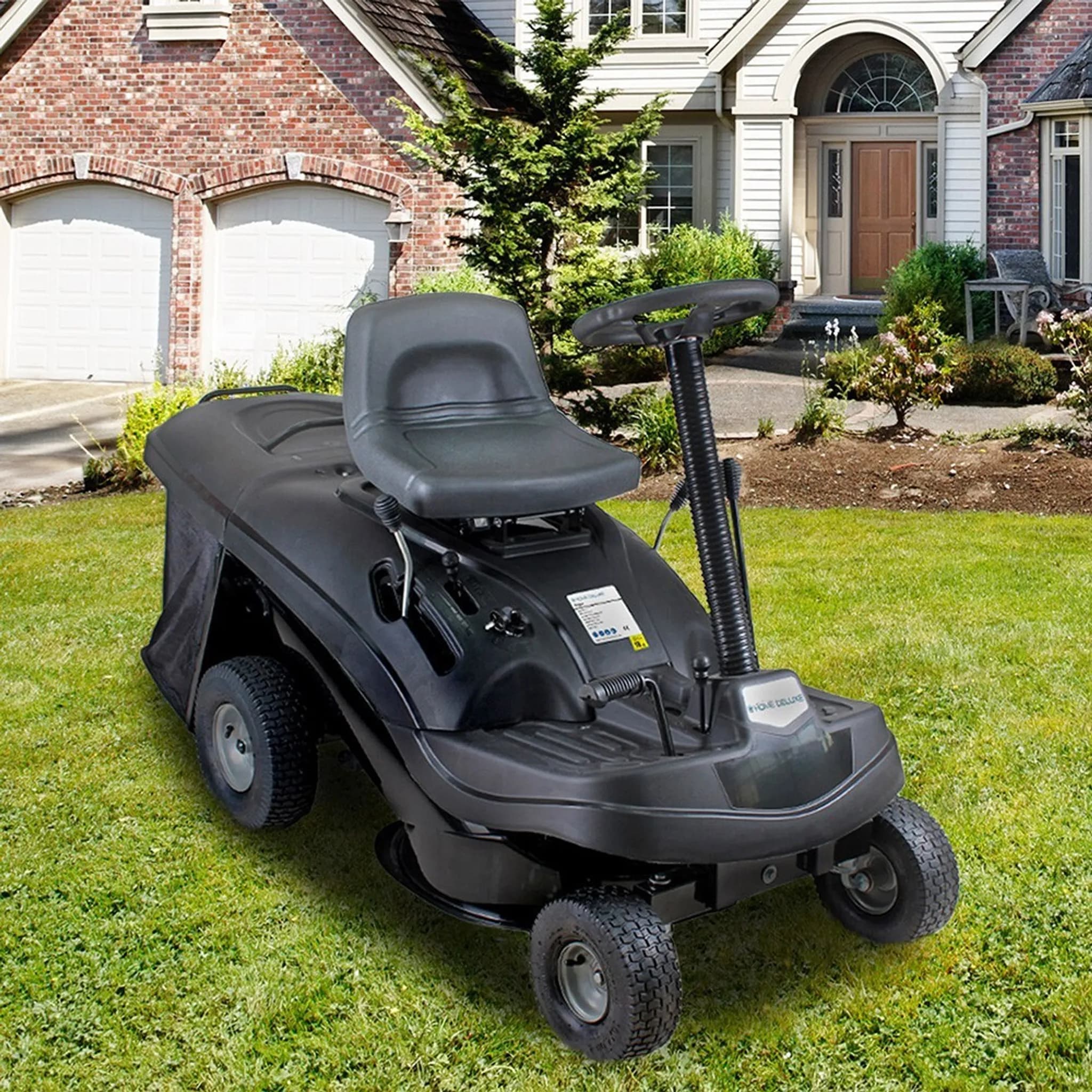 HOME DELUXE - Benzin Aufsitzrasenmäher - Reaper Schwarz - Motor Leistung 4,5 kW (6,5 PS) - 150 Liter Auffangkorb - 61 cm Schnittbreite und höhenverste