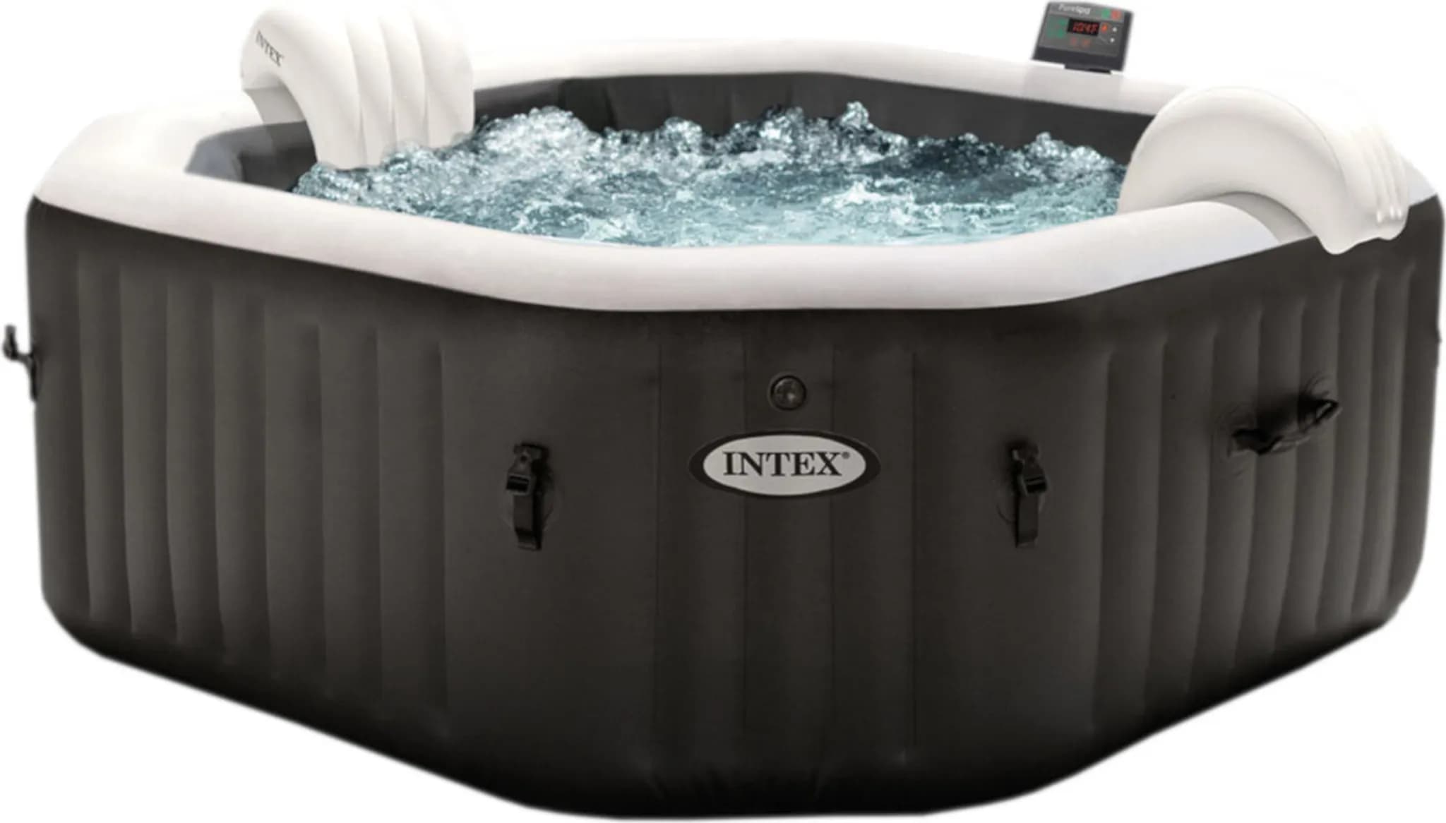 INTEX 28458 - Whirlpool - PureSPA Jet + Bubble Deluxe (octagon,onyx black, Ø201 außen/Ø150cm innen)