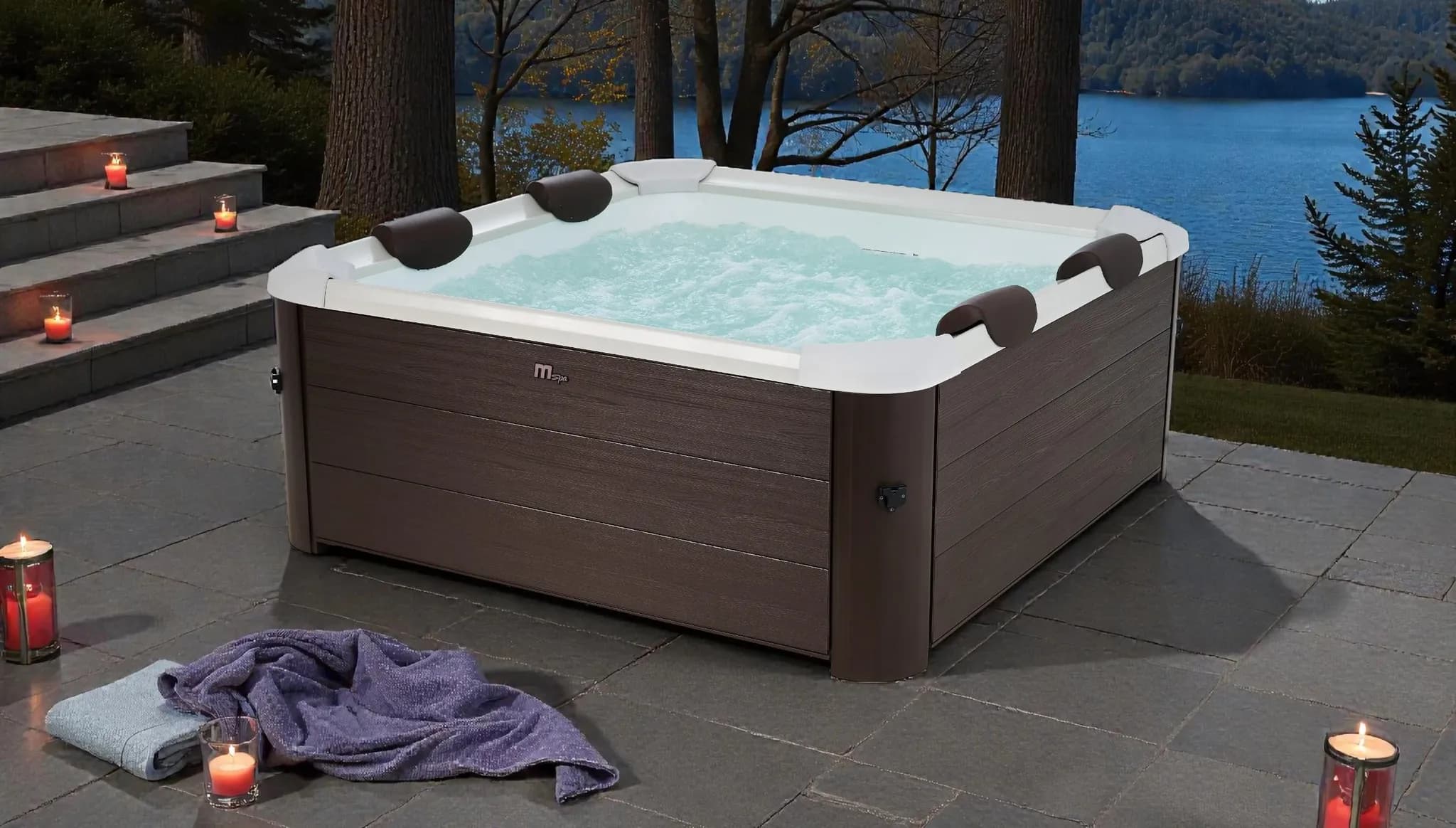 MSpa Whirlpool XXL neustes Modell Frame TRIBECA 2026 + MSPA App - UVC - Holz-Optik - Kombi Outdoor Pool - OZON - KEIN Starkstrom - winterfest - 6Pers.