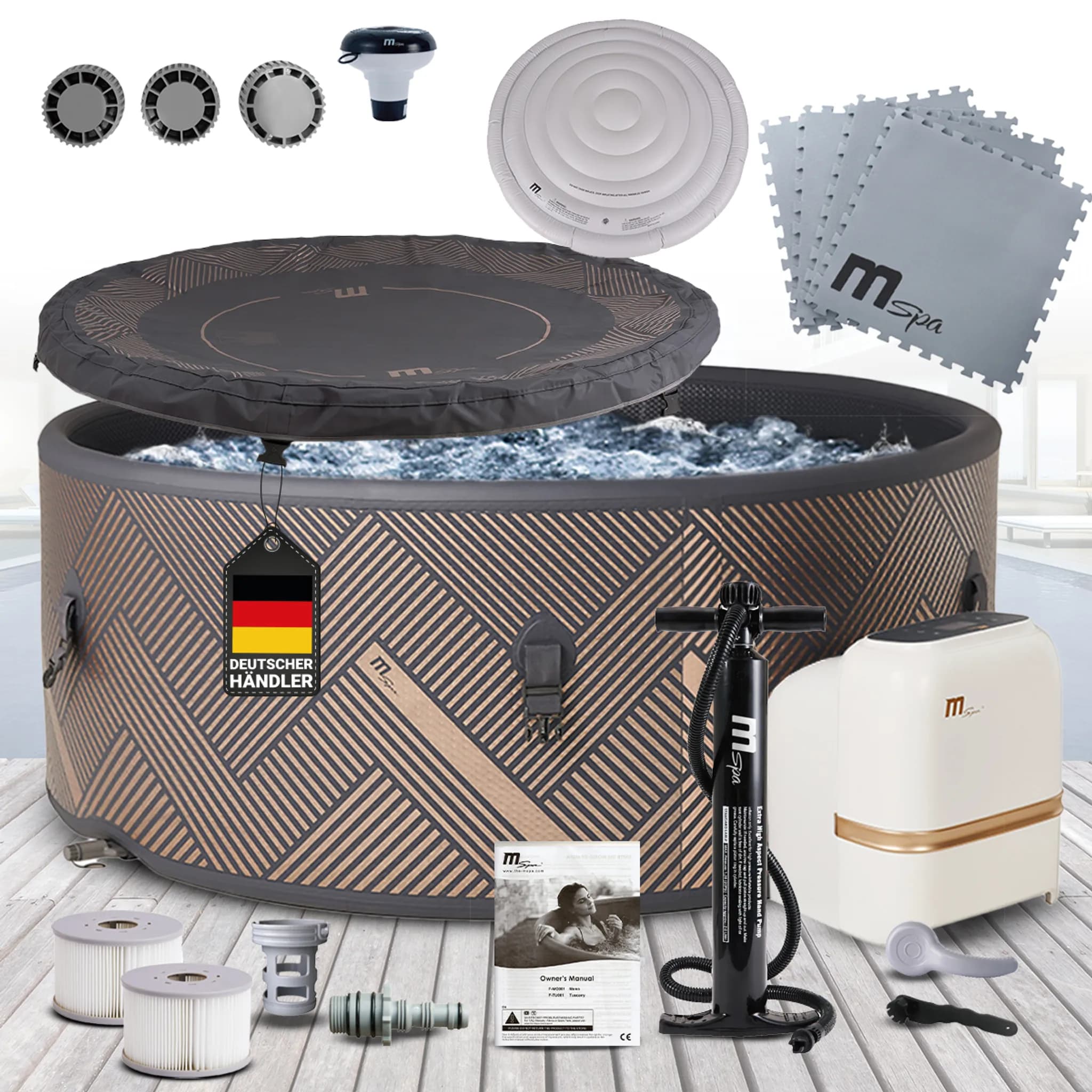 Miweba MSpa Whirlpool Frame Mono | Aufblasbar - Indoor & Outdoor Pool - Ozongenerator - UVC+ Filter - Anti-Frost-System - 6 Personen - App Steuerung